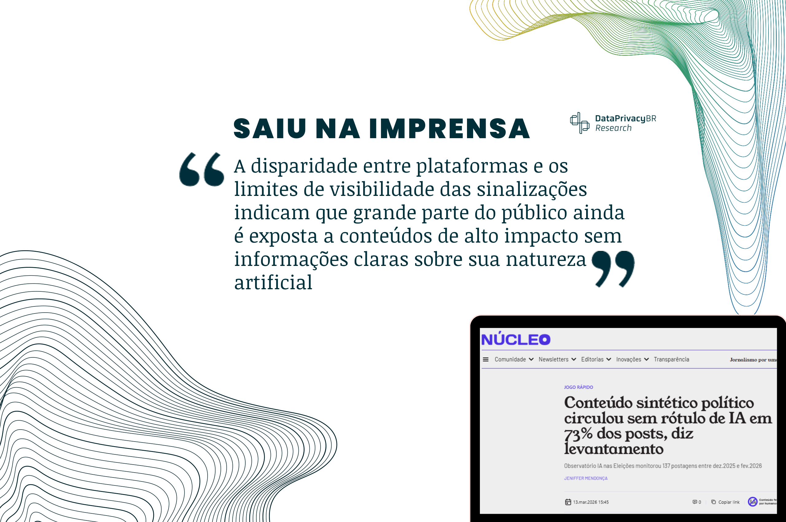 Conteúdo sintético político circulou sem rótulo de IA em 73% dos posts, diz levantamento