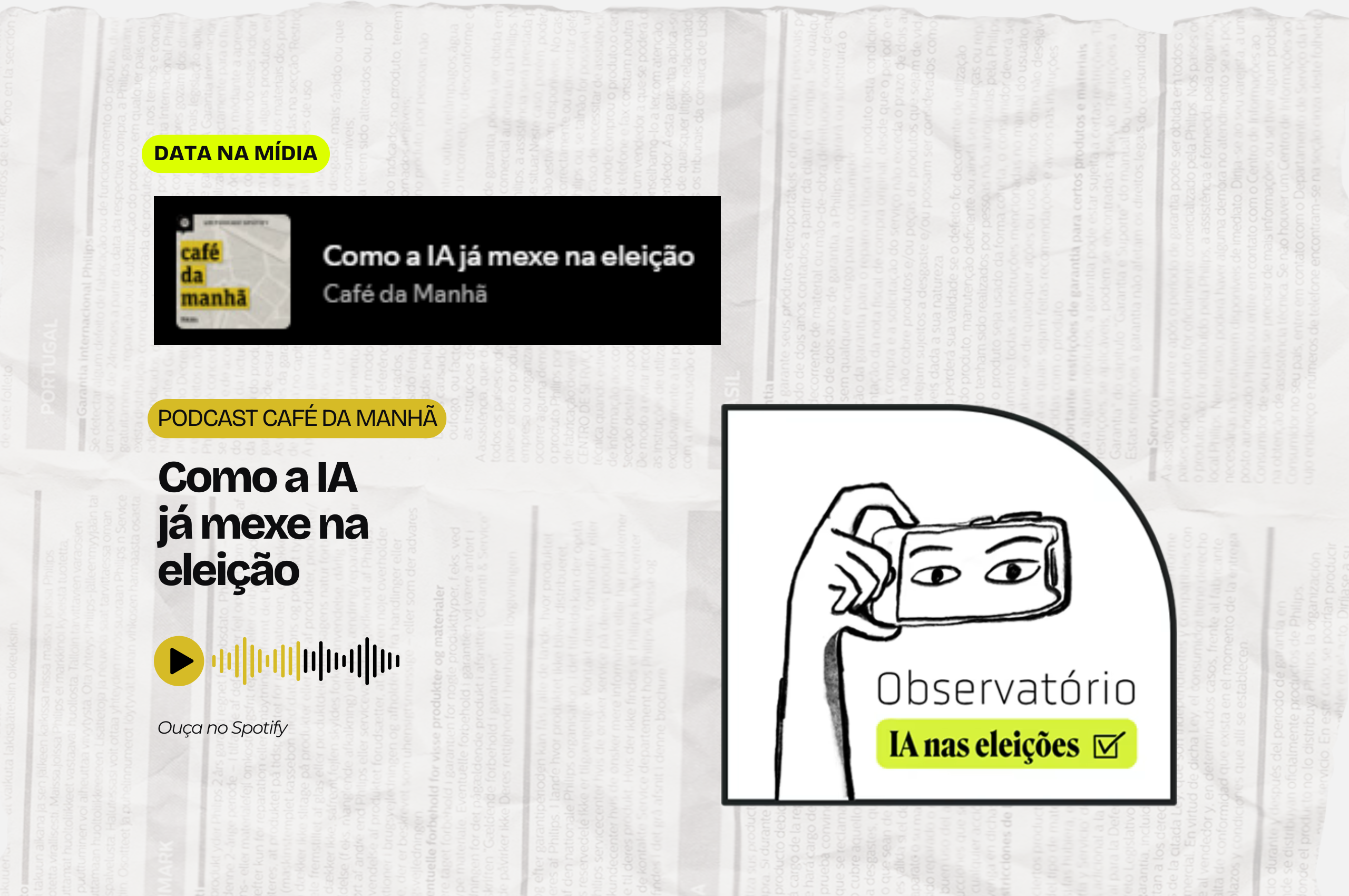 Observatório IA nas Eleições é mencionado em podcast da Folha de S.Paulo